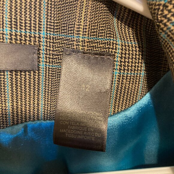 #35 Liz Claiborne Brown and Teal Suit Jacket, Size 12 - Picture 4 of 7